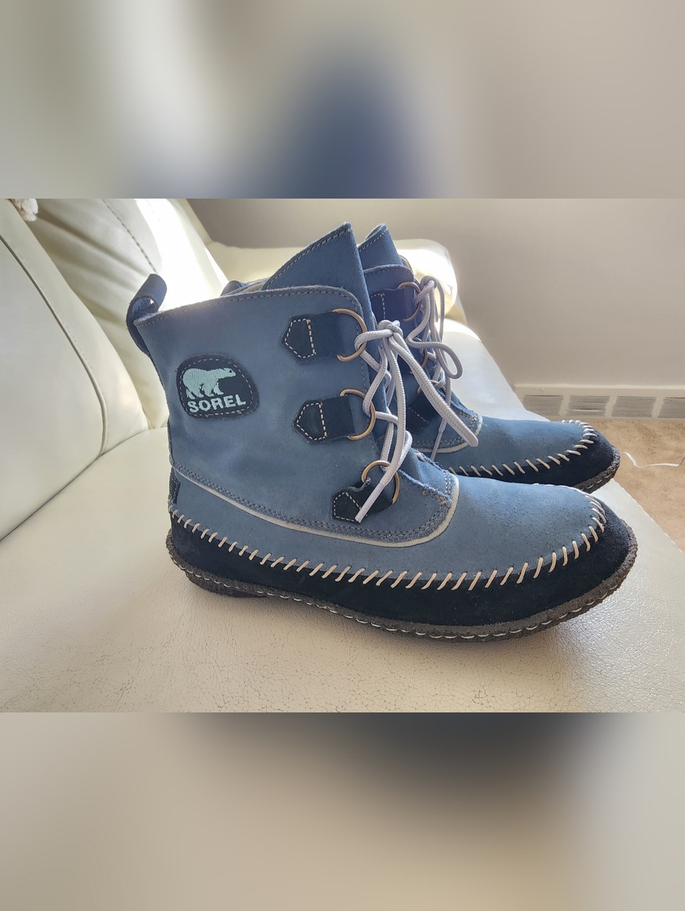 Sorel Women’s Joplin II Blue Suede Ankle  walking Hiking winter Boots Size 8